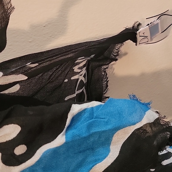 DVF scarf black yellow blue white purple - Picture 6 of 13